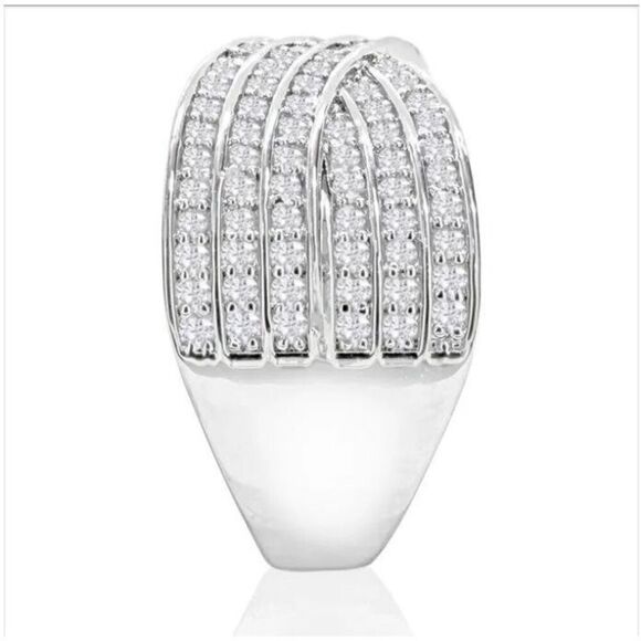 NEW~ 1 Ct. Rose Cut Genuine Diamond Swirl Crossover Ring Sz 8 - Picture 6 of 6